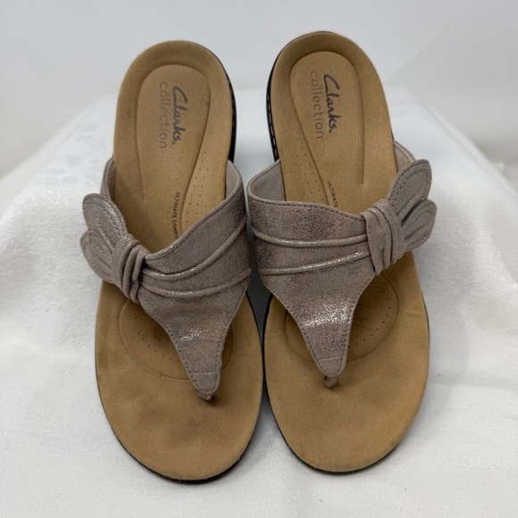 Clarks Collection Laurieann Rae Sandals Women’s Size 8M Taupe Metallic Comfort - Picture 10 of 15
